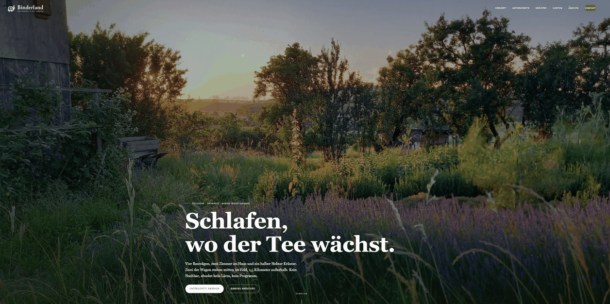 Binderland in der Desktopansicht