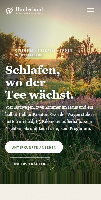 Binderland in der Smartphoneansicht