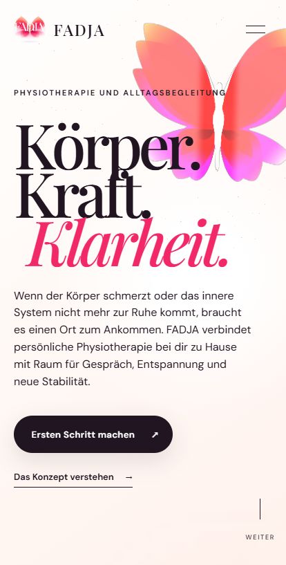 FADJA in der Smartphoneansicht