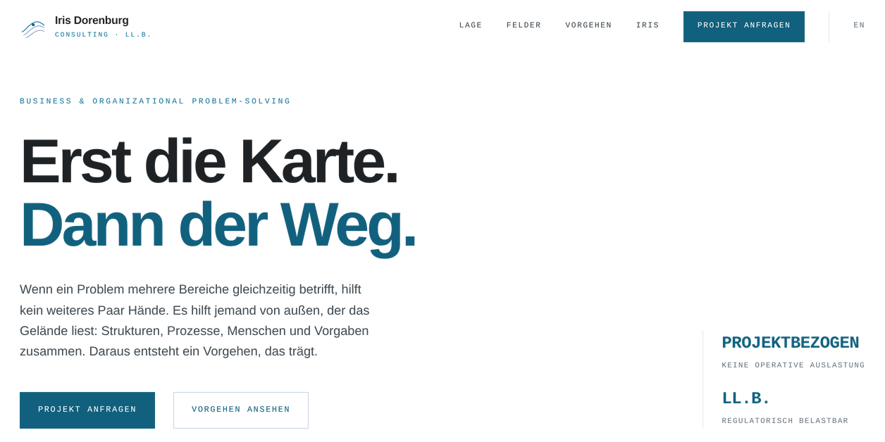 Iris Dorenburg Consulting in der Desktopansicht