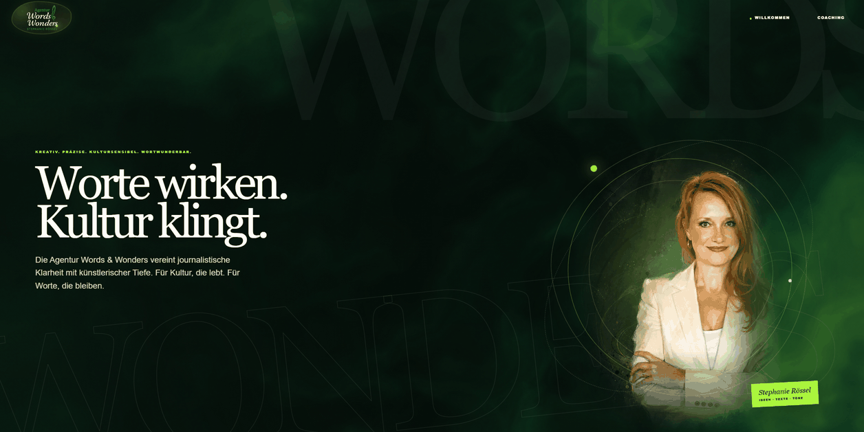 Words & Wonders in der Desktopansicht