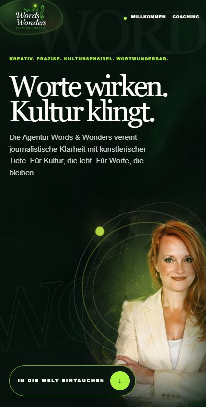 Words & Wonders in der Smartphoneansicht