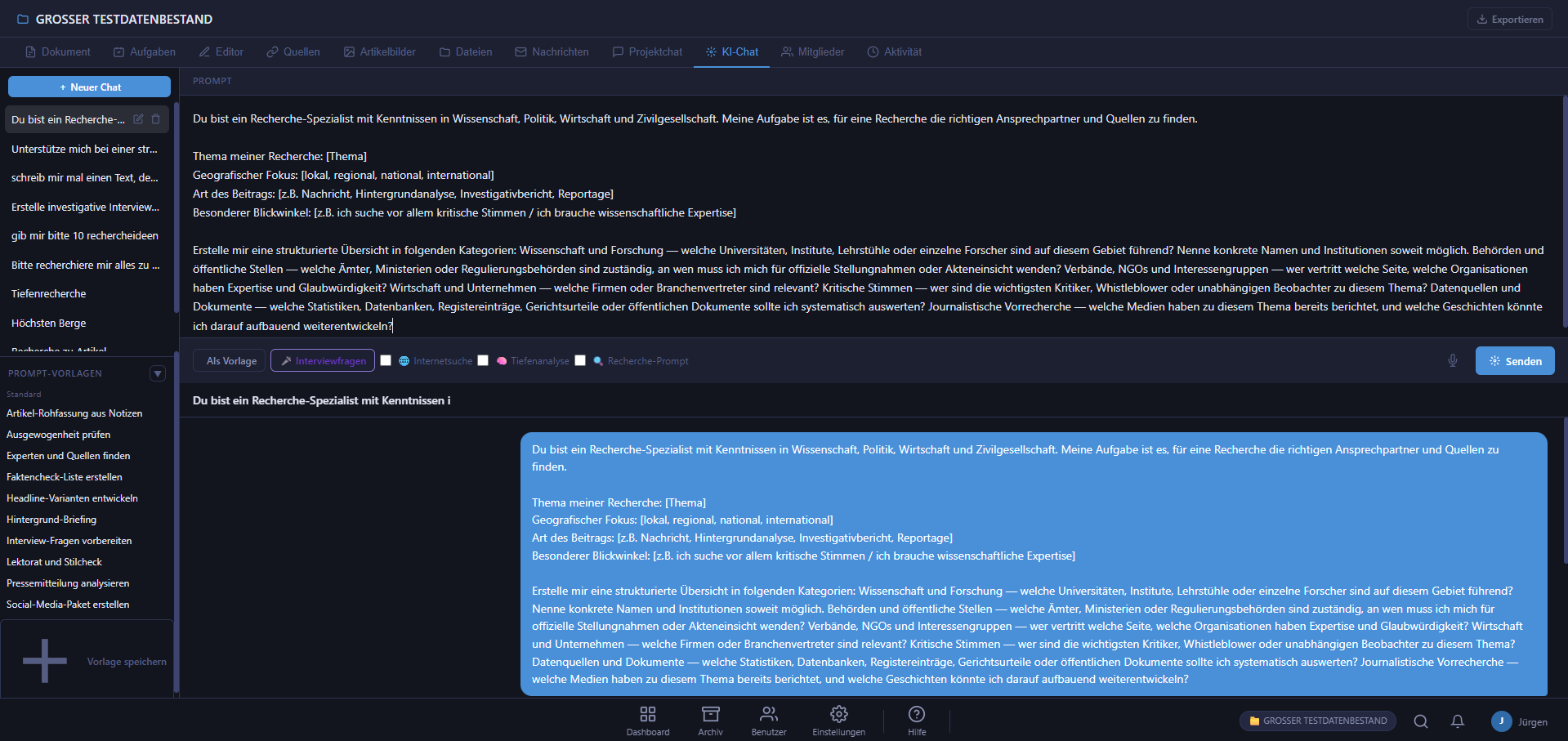 KI-gestützte Recherche