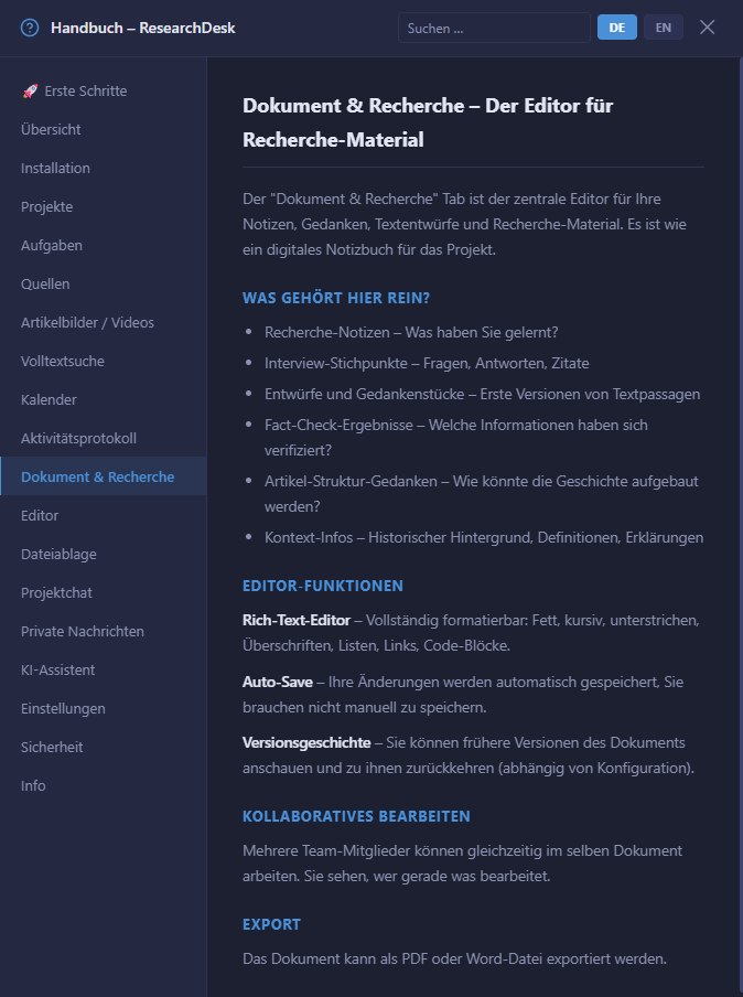 Recherchemanagement Software